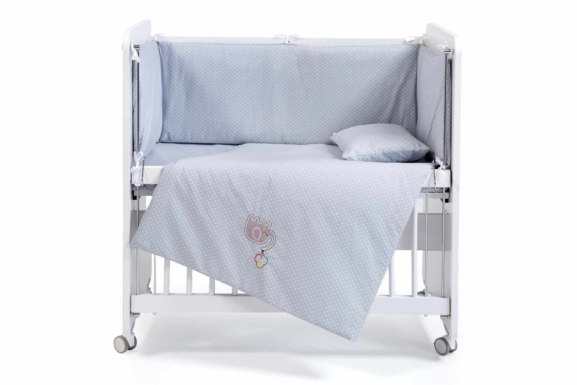 BW1113 - BEBEK UYKU SETİ %100 PAMUK FİL 50 X 90 GRİ